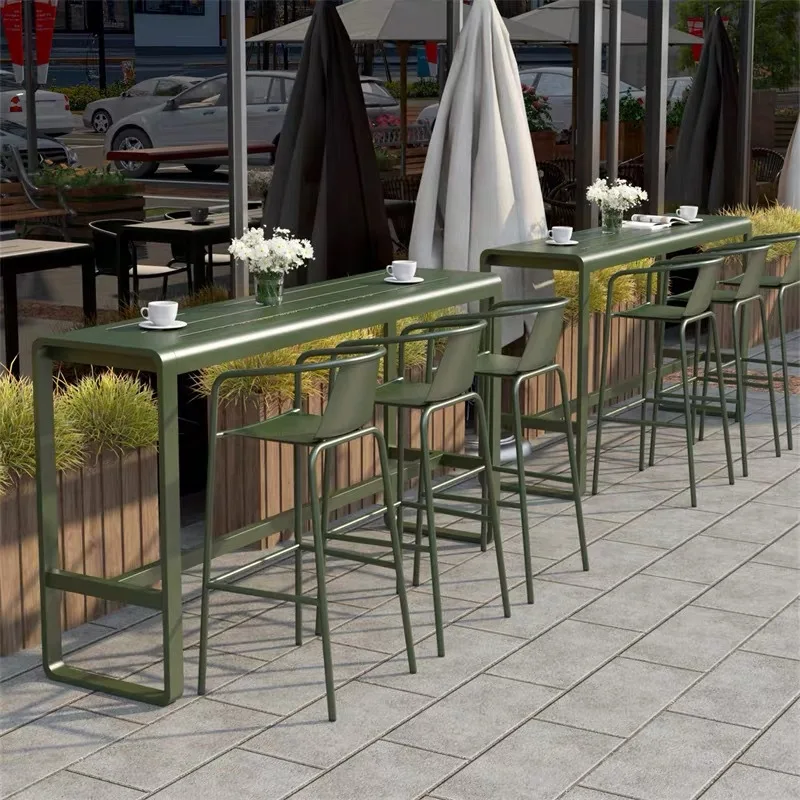 Modern leisure outdoor bar table balcony courtyard window long narrow table open-air swing