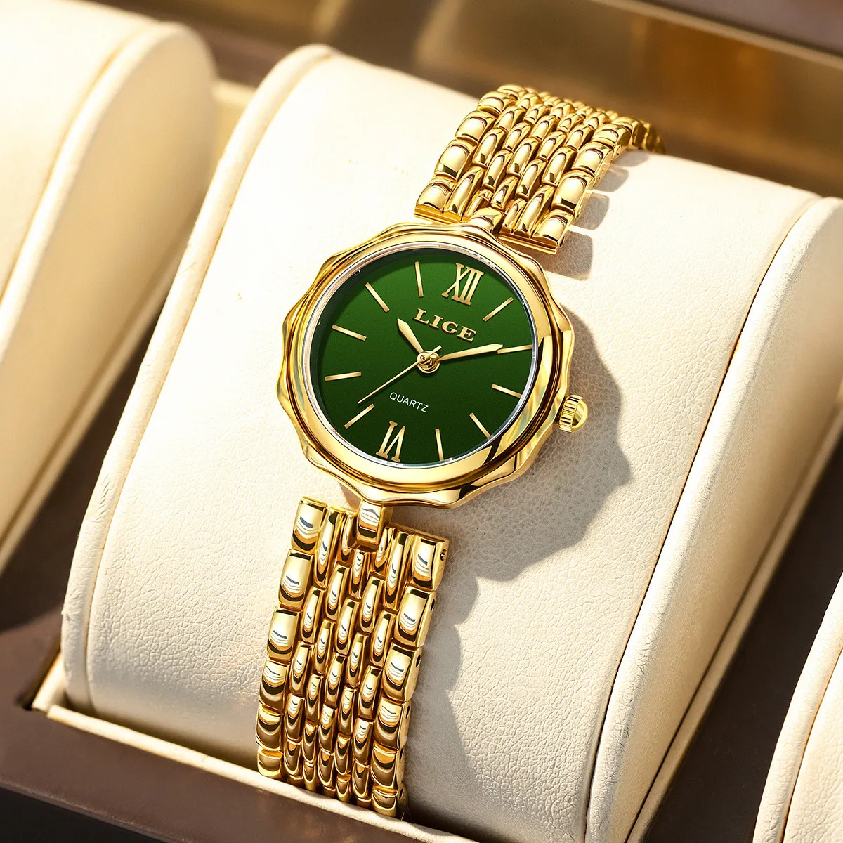 LIGE elegante orologio da donna in oro orologi da polso al quarzo in acciaio inossidabile di lusso moda quadrante semplice orologi per donna regalo Reloj Mujer