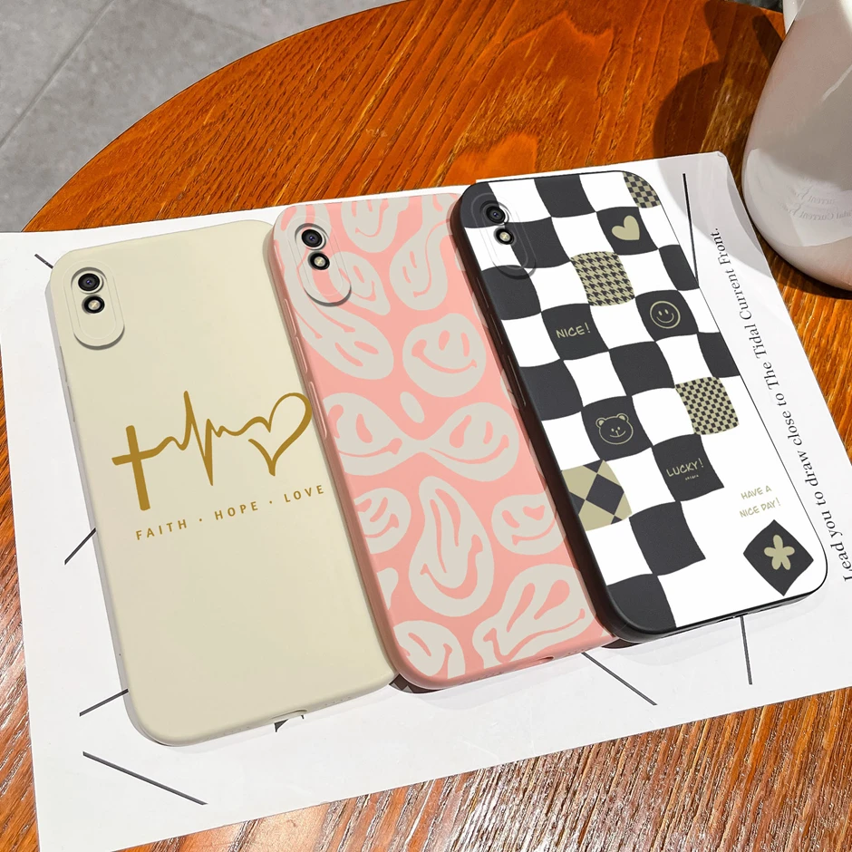 

Чехлы для Xiaomi Redmi 9A 9i 9AT Cute Love Heart Cartoon Pattern Liquid Silicone Shell для Redmi 9 A 9 i 9 AT Prevalent Fundas
