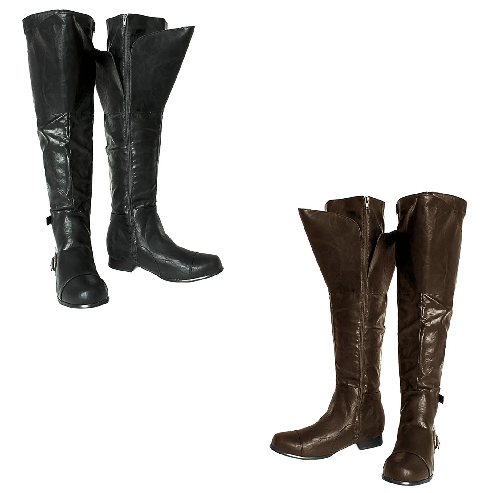 Men Medieval Knight Boots Gothic Pointed Knee-High Boots Halloween Carnival Cosplay Cuff Shoes