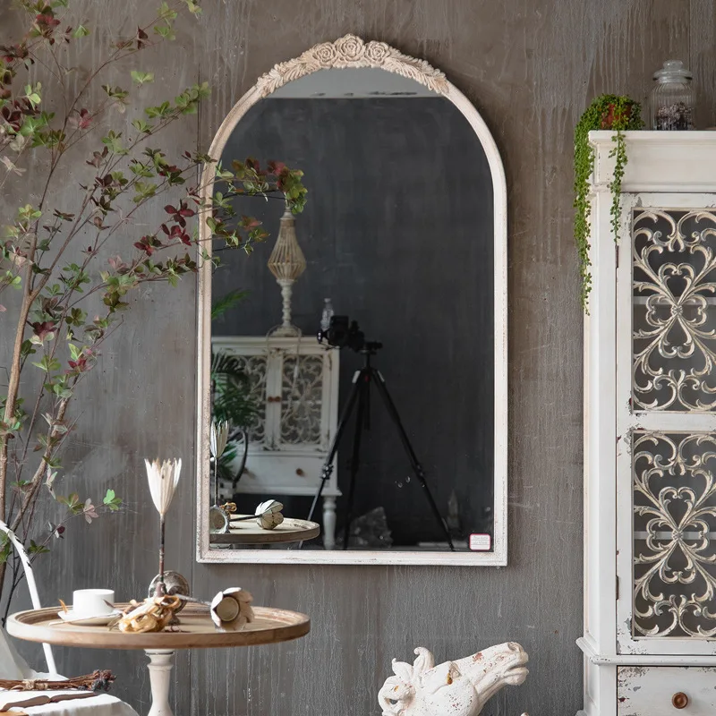 Rétro vieux miroir de sol loft chambre raccord en bois massif corps complet meubles d'accueil miroir décoratif