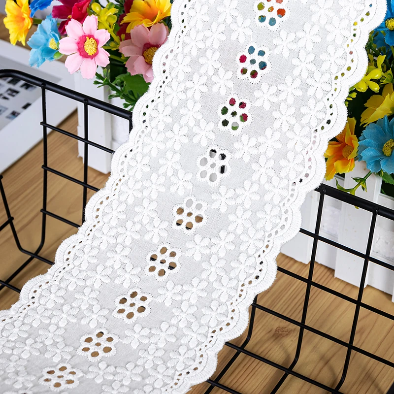 Handmade Lace Accessories for Clothing, Hollowed Out Flower, DIY Home Textile Bilateral-Cotton Lace Trimming, 100% Cotton