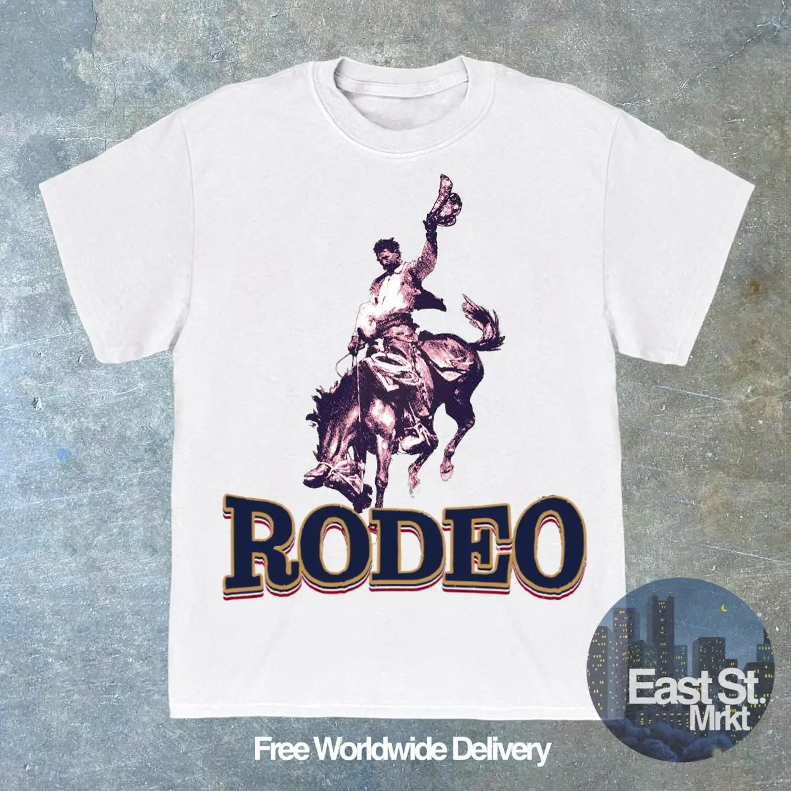 Vintage Rodeo Cowboy T shirt Wild West  vintage Washed Unisex graphic Comfortable fashion Casual streetwear designer clothes
