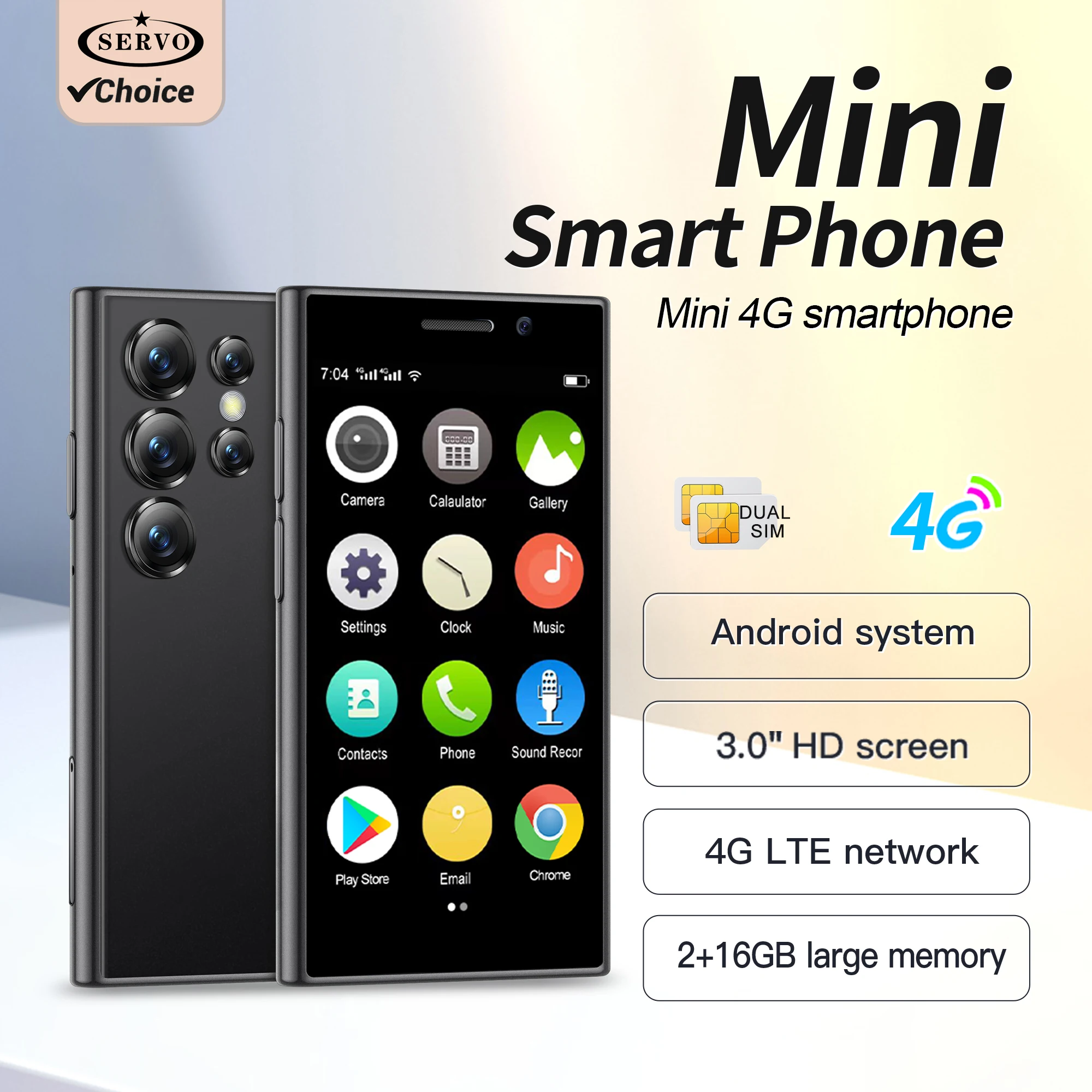 SERVO 4G LTE Mini Smartphone 3.0