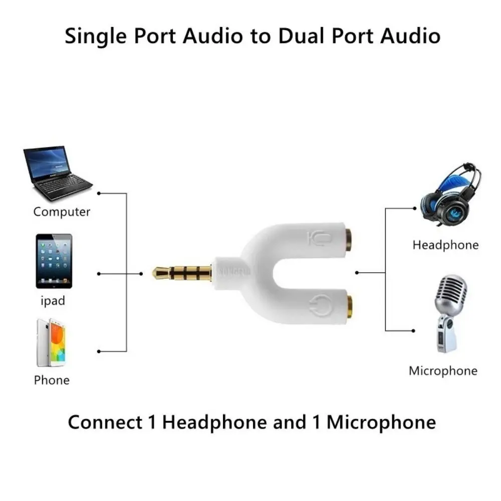 

Headphone Cord Adapter 3.5mm Plug Audio Cable U-shaped Audio Line U Type Adapter 2-way Jack 4 Pole Earphone Splitter Cable MP3