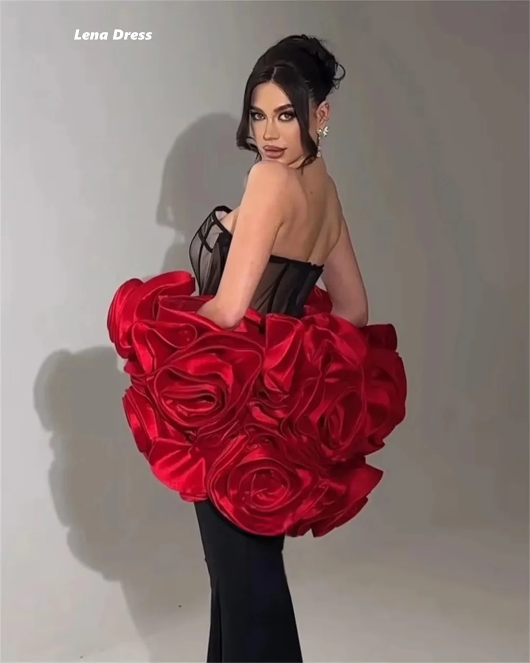 فساتين سهرة نسائية فاخرة مخصصة من Lena للمناسبات الخاصة شال فساتين طويلة أنيقة 2025 ذيل السمكة الفاخرة للمرأة