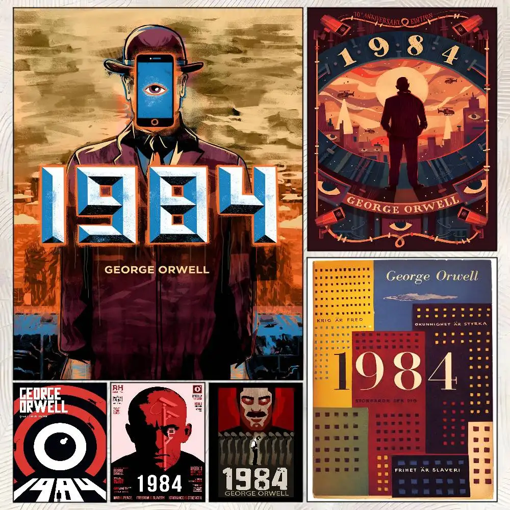 1984 George Orwell Movie Poster Self-adhesive Art Room Entrance Restaurant Wall Decor Art Painting