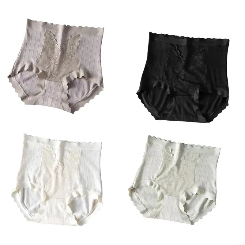 

L5YC Supportive High Waist Underwear For Women Cotton Fabric Lace Panties Invisible Compression Shaping Briefs Hipsters