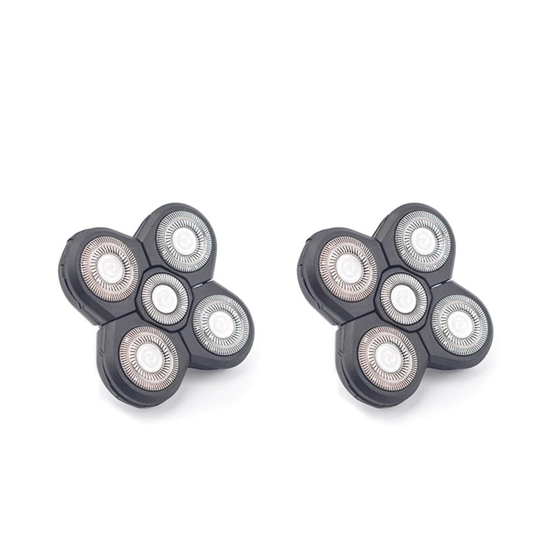 Tête de rasoir électrique 5D de remplacement, 2 pièces, tête flottante, lame de rasoir en acier inoxydable