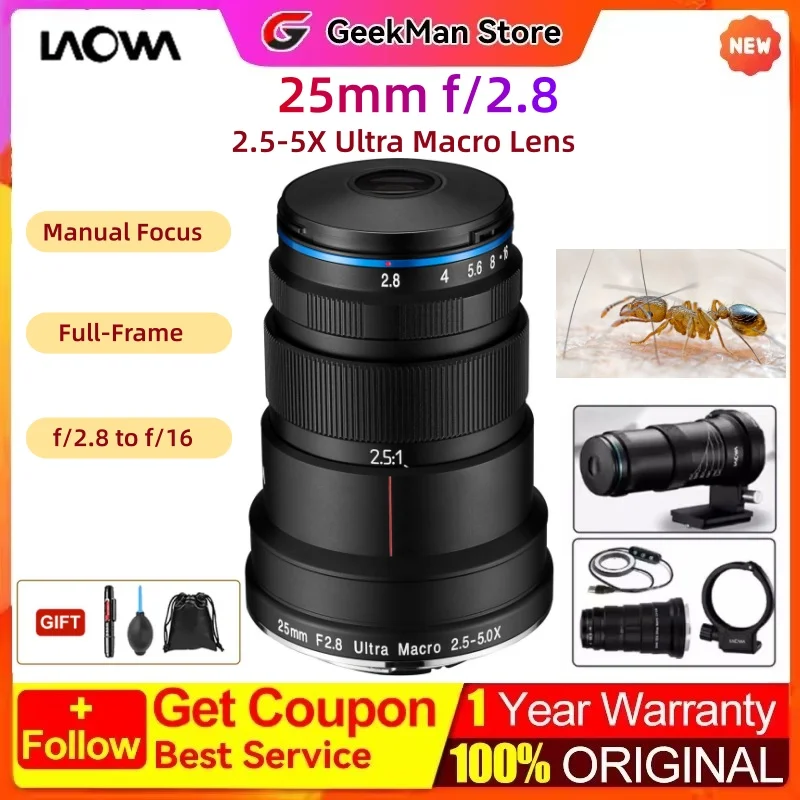 Lente Ultra Macro Laowa 25mm f/2.8 para Sony E, Canon RF, Nikon Z