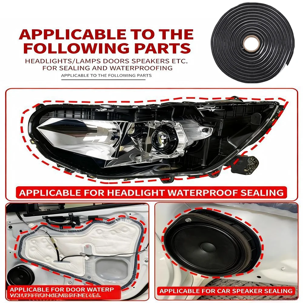 Butyl Rubber Headlamp Sealant Tape Waterproof Soft Strip for HID Headlight Taillight Retrofit Reseal Snake Glue for Automotive