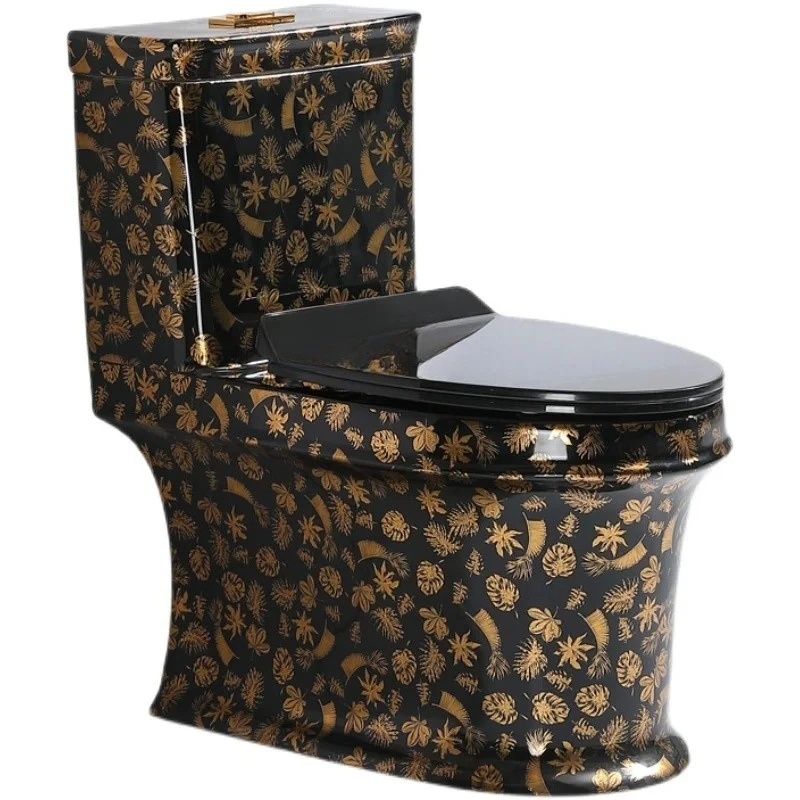 

Household black ceramic color siphon super whirlpool toilet silent deodorant pumping large diameter toilet