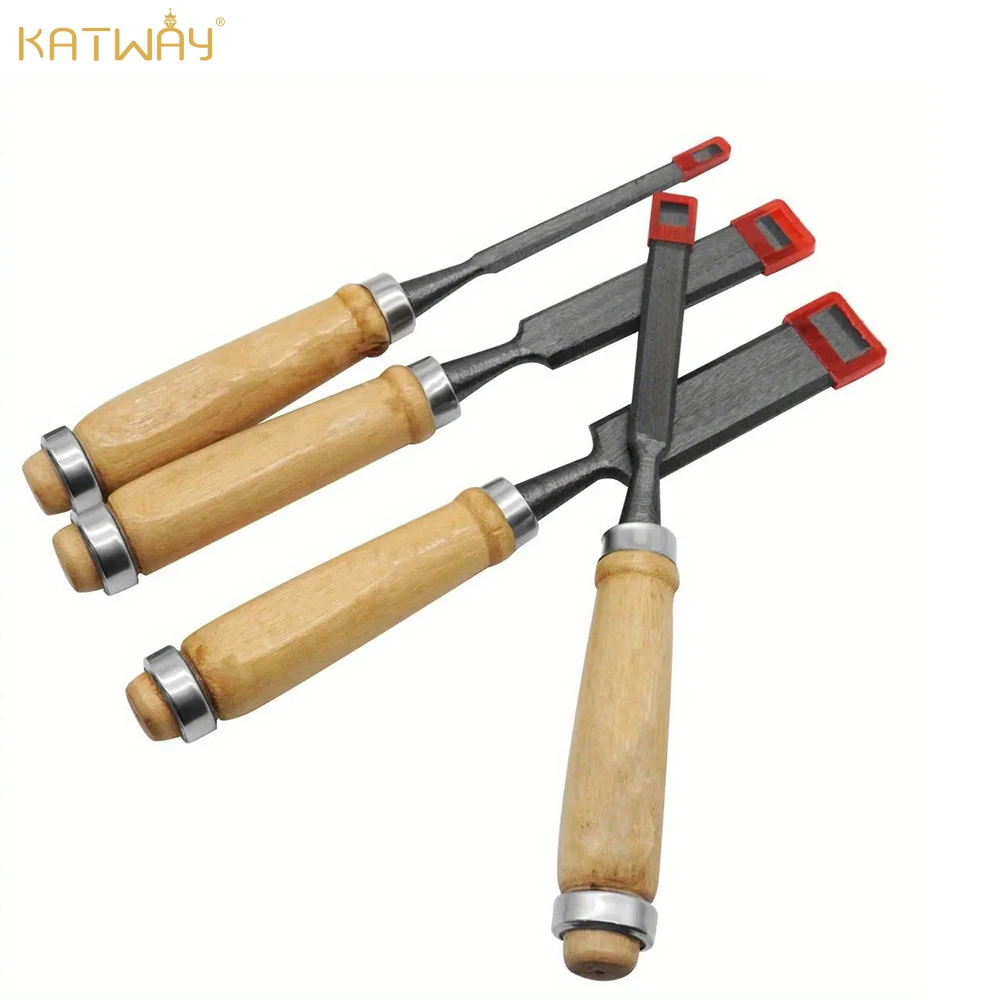

KATWAY 4 Pcs Wood Chisel with Comfortable Beech Handles 8/12/16/20mm - Ergonomic Wood Carving Tools DIY Auxiliary Tools HH-AA142