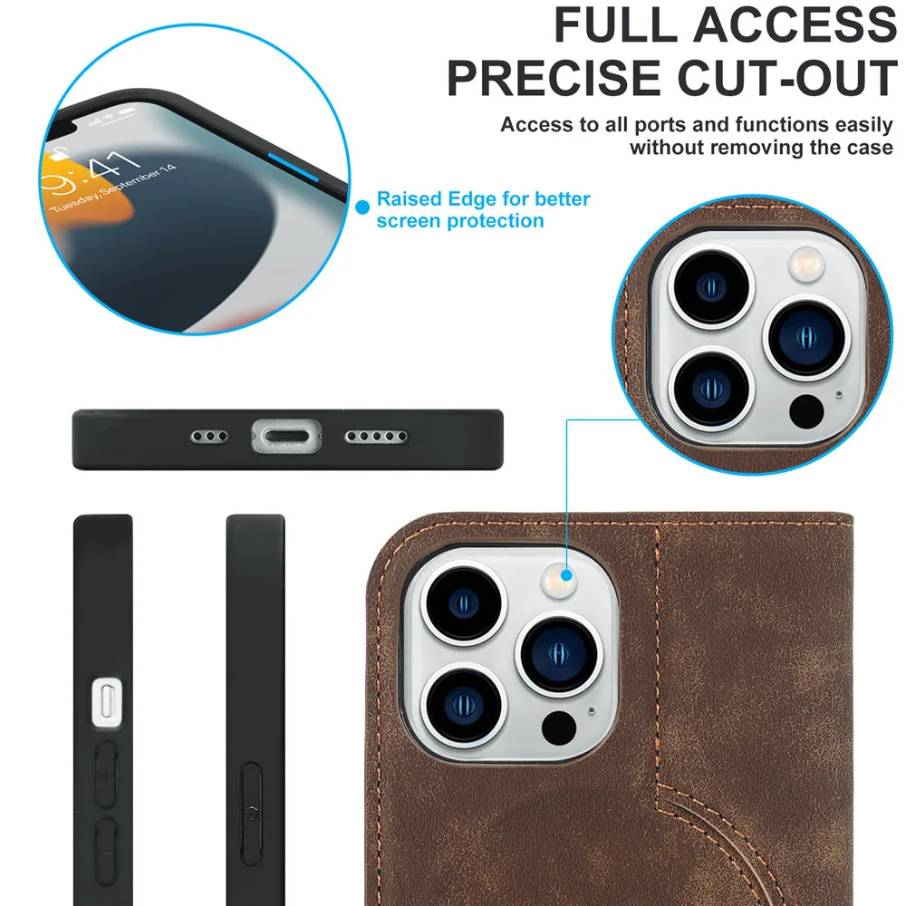 Magnetic Leather Wallet Phone Cover for iPhone 15 16 Pro Max 14Plus 13 12 for Magsafe Wireless Charging Kickstand Card Solt Case