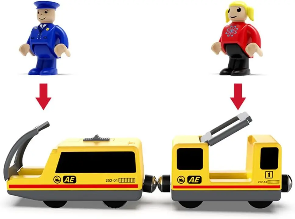 Tren con pilas (conexión magnética) - Potente tren de motor compatible con Thomas, Brio, Chuggington - Juguete para niños pequeños