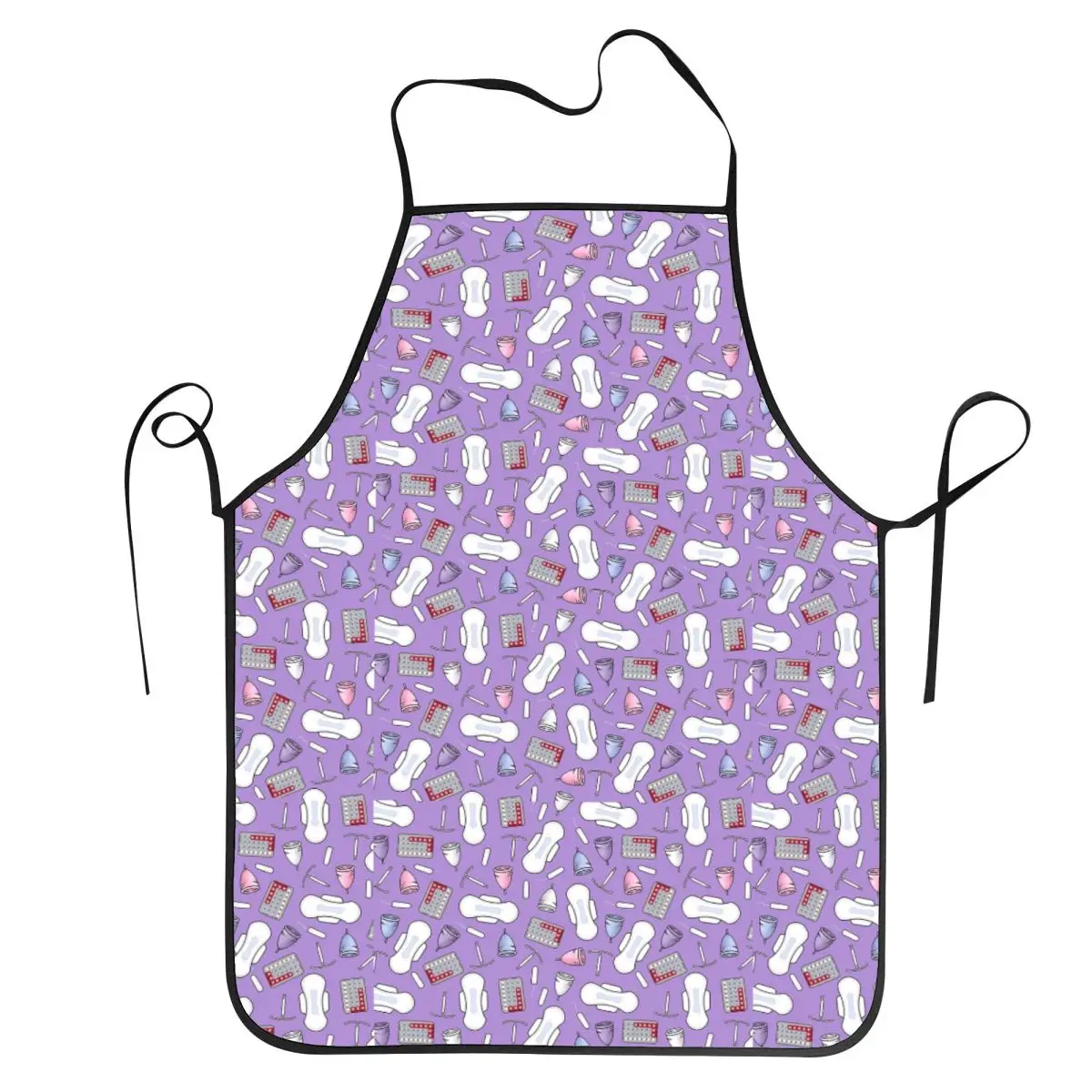 Period Protection, PMS Ready In Purple Aprons Chef Cuisine Tablier Waterproof Bib Kitchen Cleaning Pinafore for Women Men