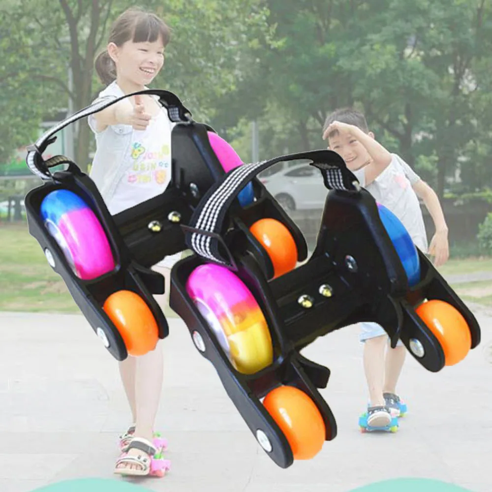 Heel Roller Skate Shoes 4 Wheels Sliding Sport Children Kids Boys Girls Led Pu Rubber Adjustable Flashing Mobility Tools Pulley