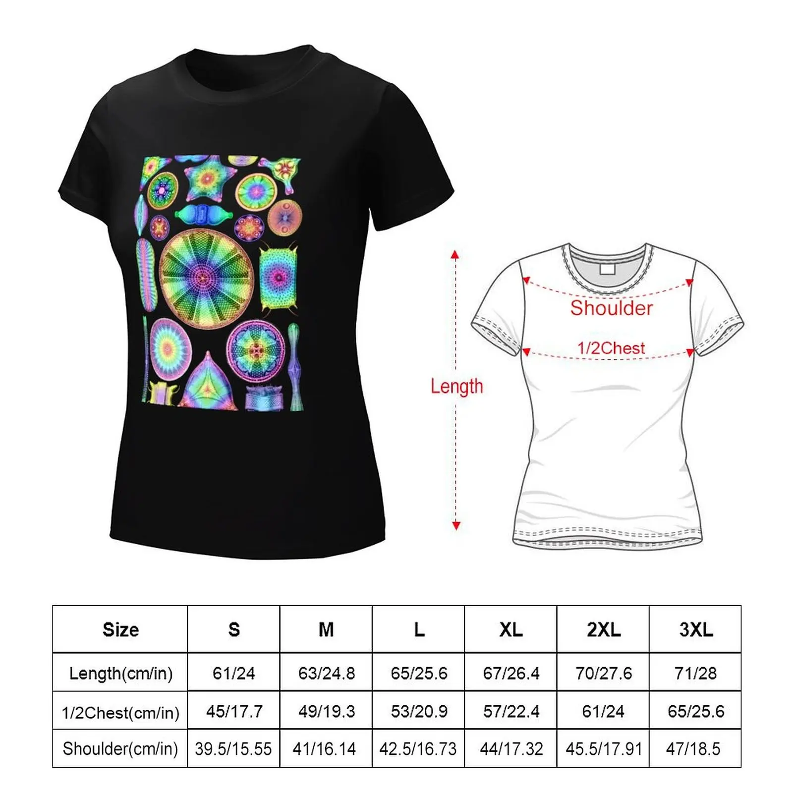 Ernst Haeckel Rainbow Diatoms T-Shirt Short sleeve tee Female clothing lady clothes summer clothes for Women