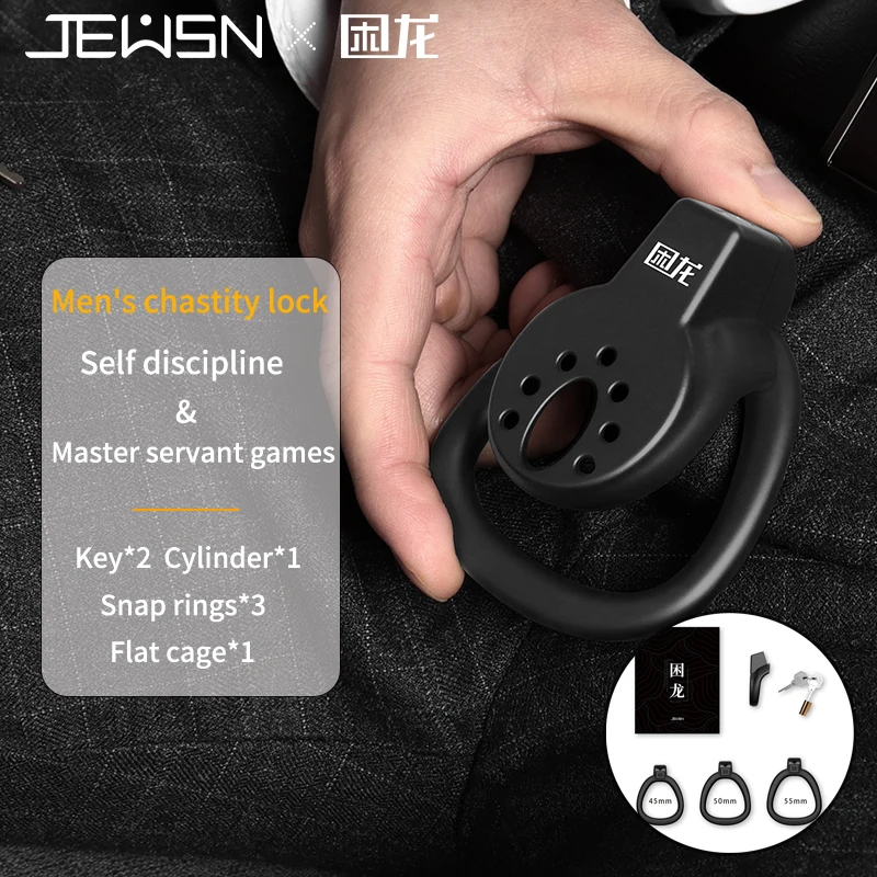 Jeusn-jaula de castidad para hombre, Juguetes sexuales para mujer, súper Mini jaula plana para pene, anillos para pene masculinos con 3 tamaños,