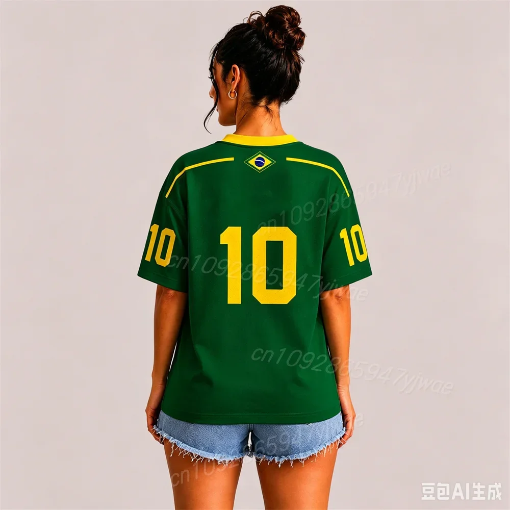 Brazil Soccer Jersey Rio De Janeiro Football Tee Yellow Green Classic Sportswear Fashion Party Tee Summer Men Women T-shirts