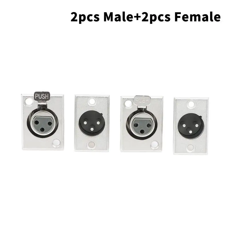 3-Pin XLR Panel Mount Jack Plug Set 4Pcs 2 Male + 2 Female for Concert Stage Audio Equipment Wiring Project