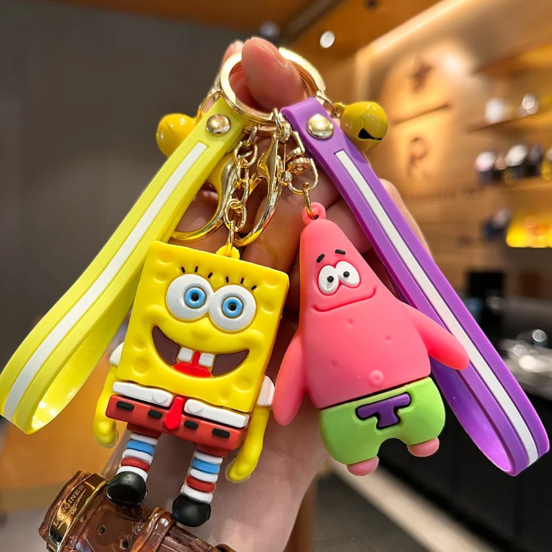 1pc Cartoon Spongebob Squarepants Keychain Anime Patrick Star Cartoon Toy Pendant Bag Car Key Ornament Kids Gift