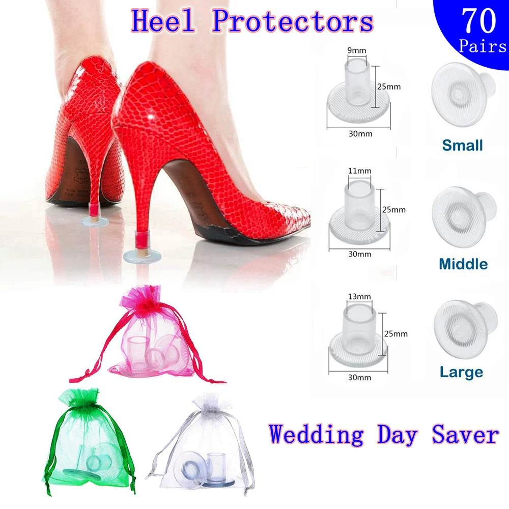 

70 Pairs High Heel Stoppers Heel Repair Caps Covers for Outdoor Wedding Party Heel Protectors Stop Sinking into Grass and Cracks