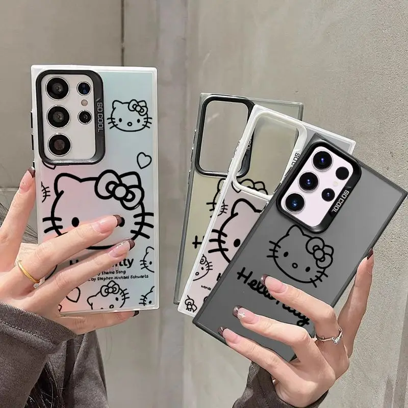 Hello Kitty Line Phone Case for GalaxyNote20 20Ultra S21 S23 S22 S20 S24 Plus S20 S23 S22 S21 S24 S23 Ultra S20 S23 S21 FE