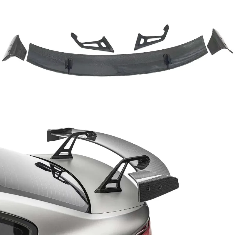 Carbon Fiber AD Style Swan Neck Wing Double Deck Polished Finish Rear Spoiler for BMW F87 F80 F82 M2 M3 M4 General-purpose