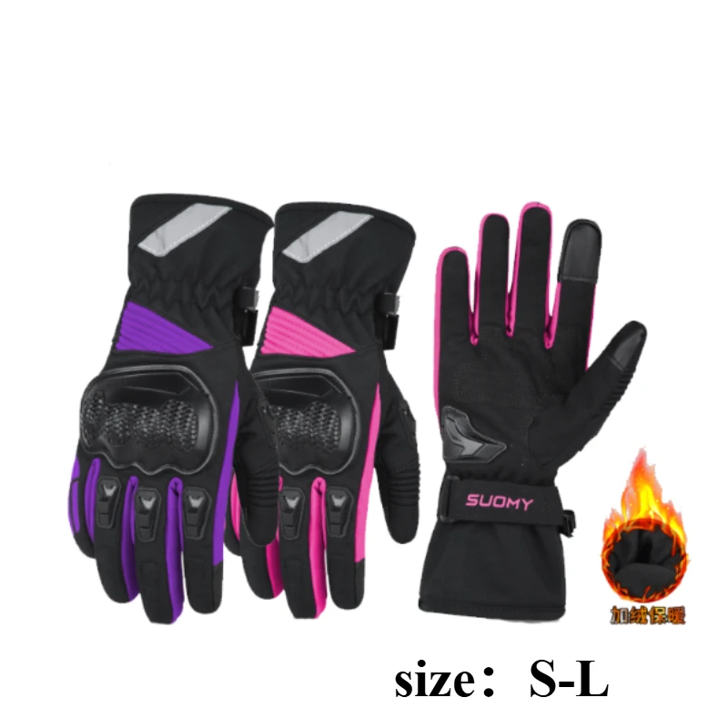 

SUOMY Women's Winter Warm Moto Gloves Thermal Waterproof Stable Riding Biker Gloves with Touchscreen Anti-Skid Palms
