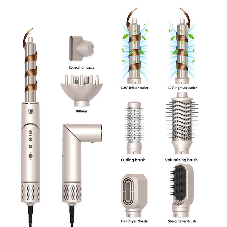 

Профессиональный фен 8 в 1, 110000 об/мин, высокоскоростной ионный фен, щетка 8 в 1, складной воздушный стайлер для волос