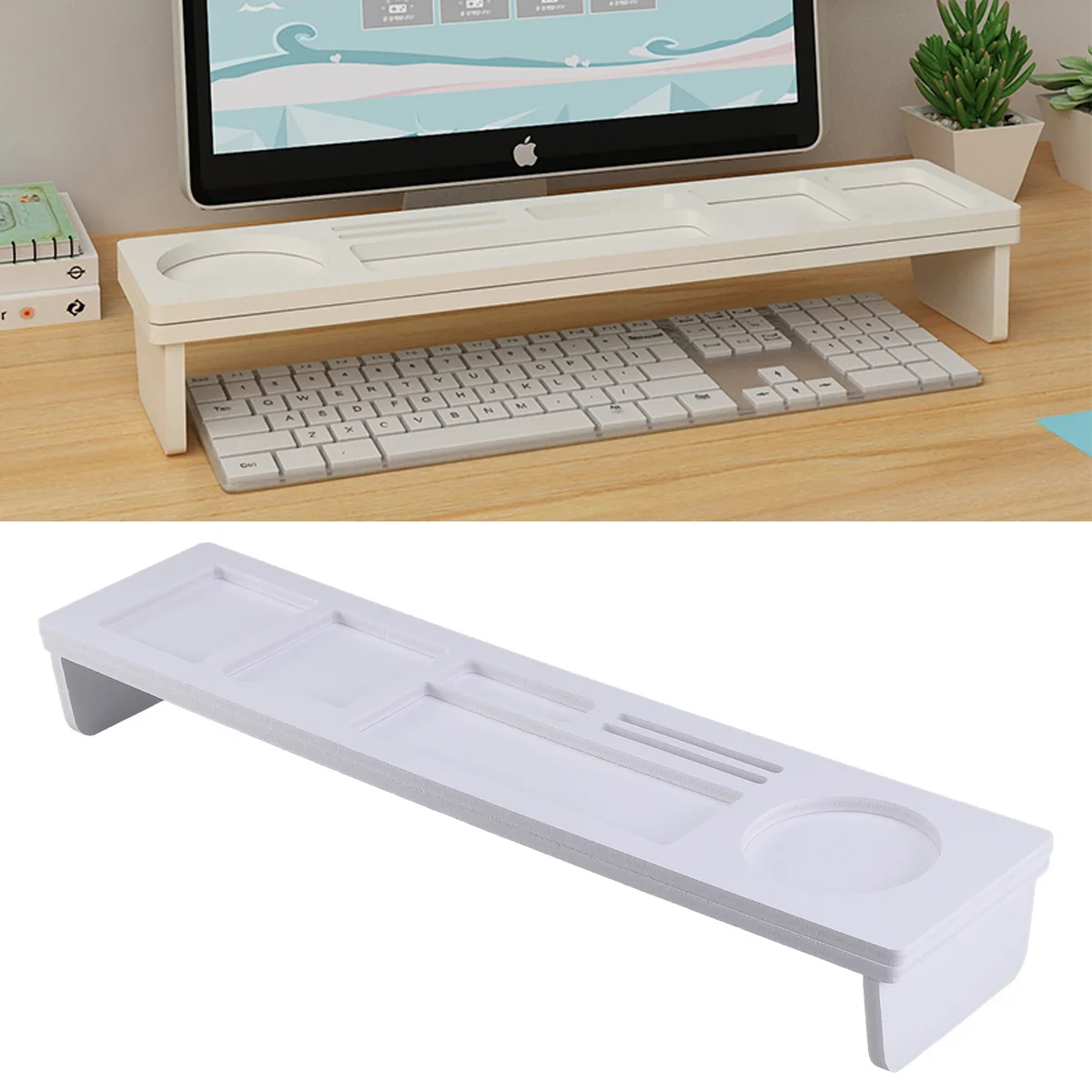 

Multifunctional Computer Keyboard Organizer Stylish Shelf Desktop Storage Rack Office Supplies Holder Eco-Friendly Design