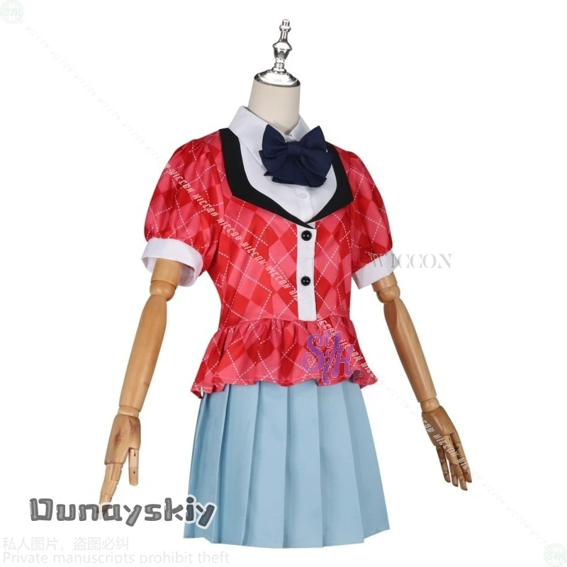 أزياء أنيمي زومبي لاند ساغا التأثيرية ميزونو آي {BankaiMode} JK Idol المرحلة الزي الرسمي فستان قصير قميص أحمر منقوش JiraiKei للهالوين