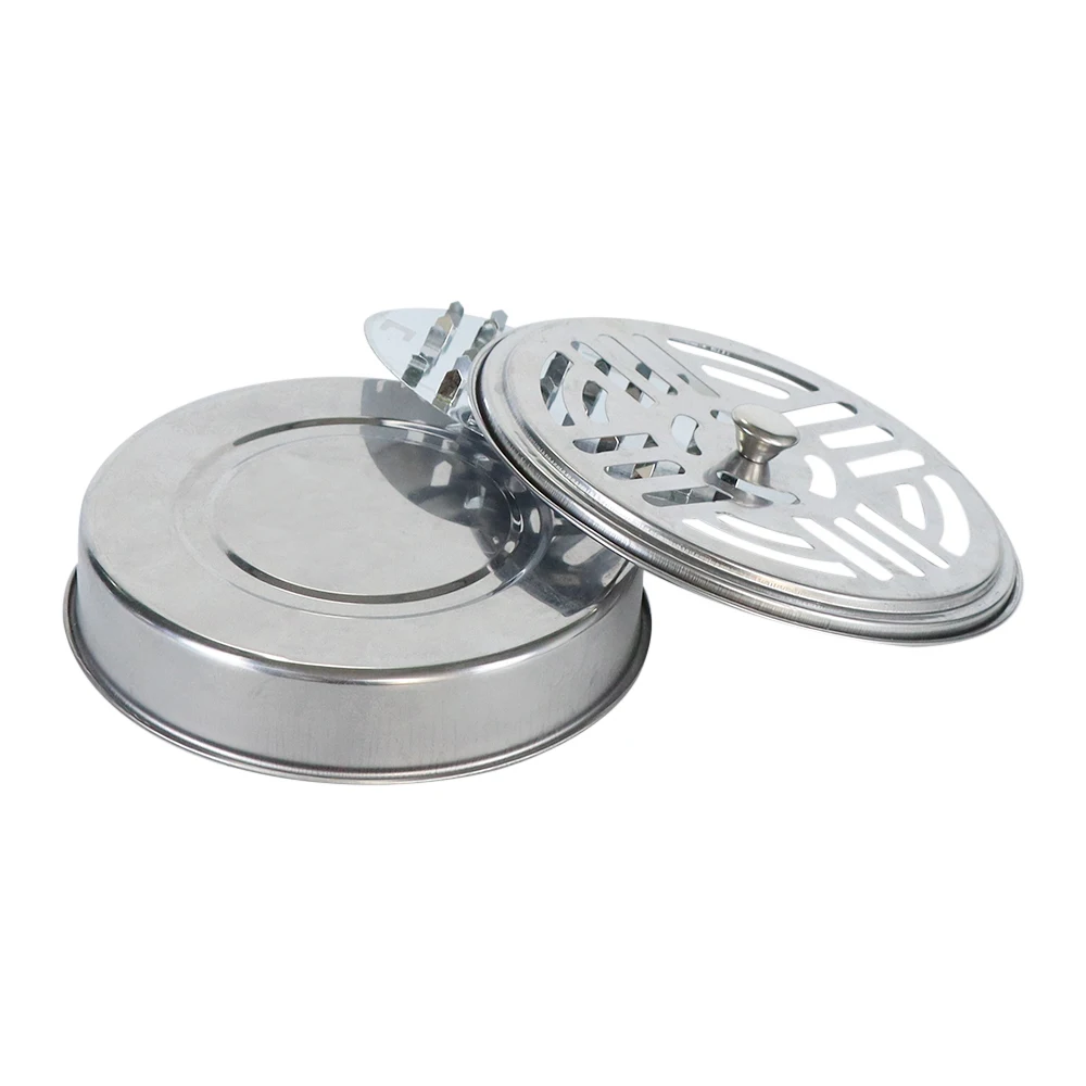 Stainless Steel Mosquito Coil Holder With Cover Portable Anti‑Scald Mosquito Coil Tray Ash Box Incense Burner for Home Camping