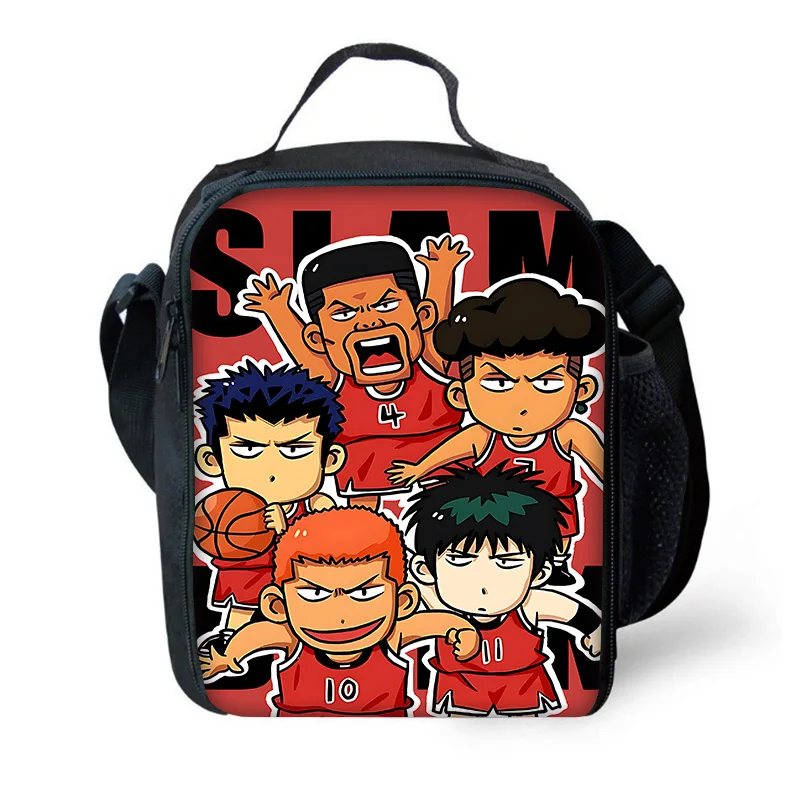 Anime Slam Dunk Bag para meninos e meninas, estudante, criança, isolado, grande capacidade, reutilizável, refrigerador térmico, lancheira, piquenique ao ar livre