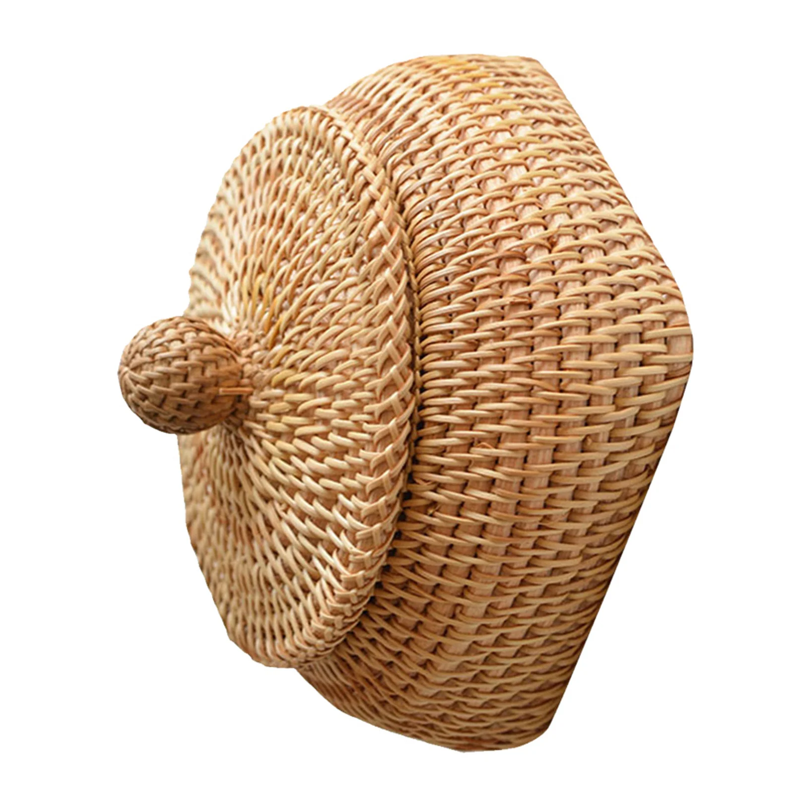 

1Pcs Remote Control Storage Box Light Brown Eco-Friendly Round Basket for Household Snack Organizer Desktop Sundries Holder