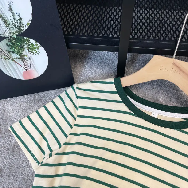 Maternity Nursing Tops Breastfeeding Top Striped Cotton T Shirt for Pregnant Women Summer Tees Short Sleeve Pregnancy T-shirt