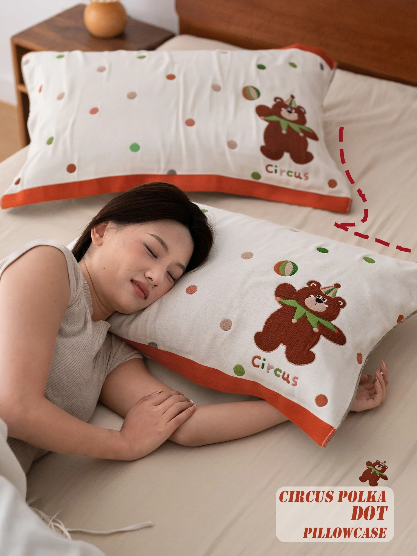 

Наволочка из чистого хлопка Thiened с рисунком в горошек, класс А, восьмислойный муслин, всесезонная, универсальная, с мультяшным рисунком, в виде полотенца для подушки