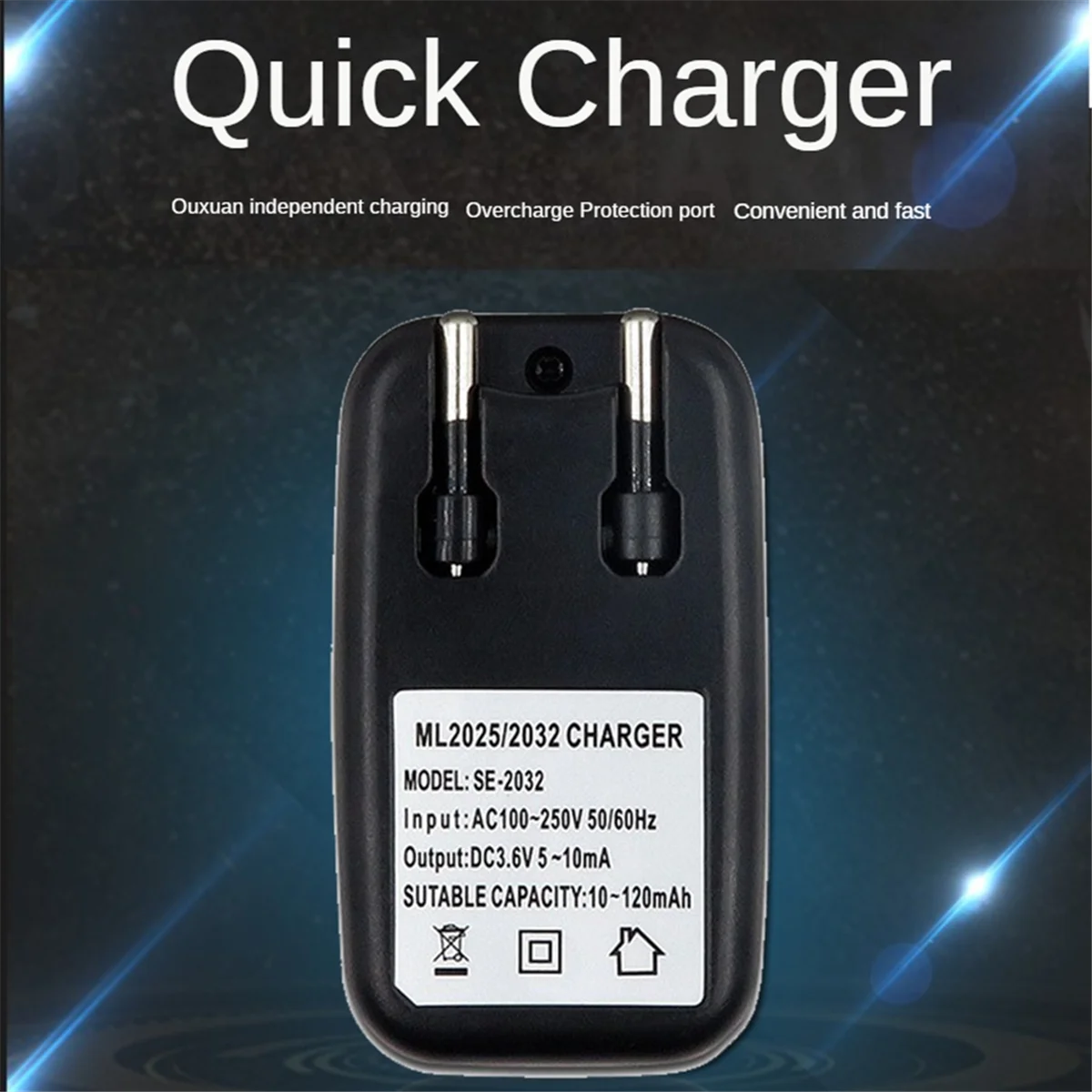 3.6V แบตเตอรี่ลิเธียม 2032 2025 แบตเตอรี่อะแดปเตอร์ชาร์จสําหรับ ML2032 ML2025 เหรียญแบตเตอรี่เซลล์ปุ่ม EU Plug A002