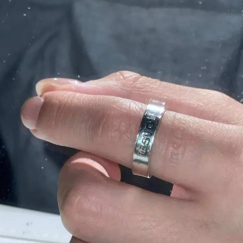 1/2 قطعة زوجين تصميم فريد من نوعه رسالة بصمة حلقة الحب U وأساعدني رسالة محفورة افتتاح خواتم للنساء الرجال افتتاح حلقة #3