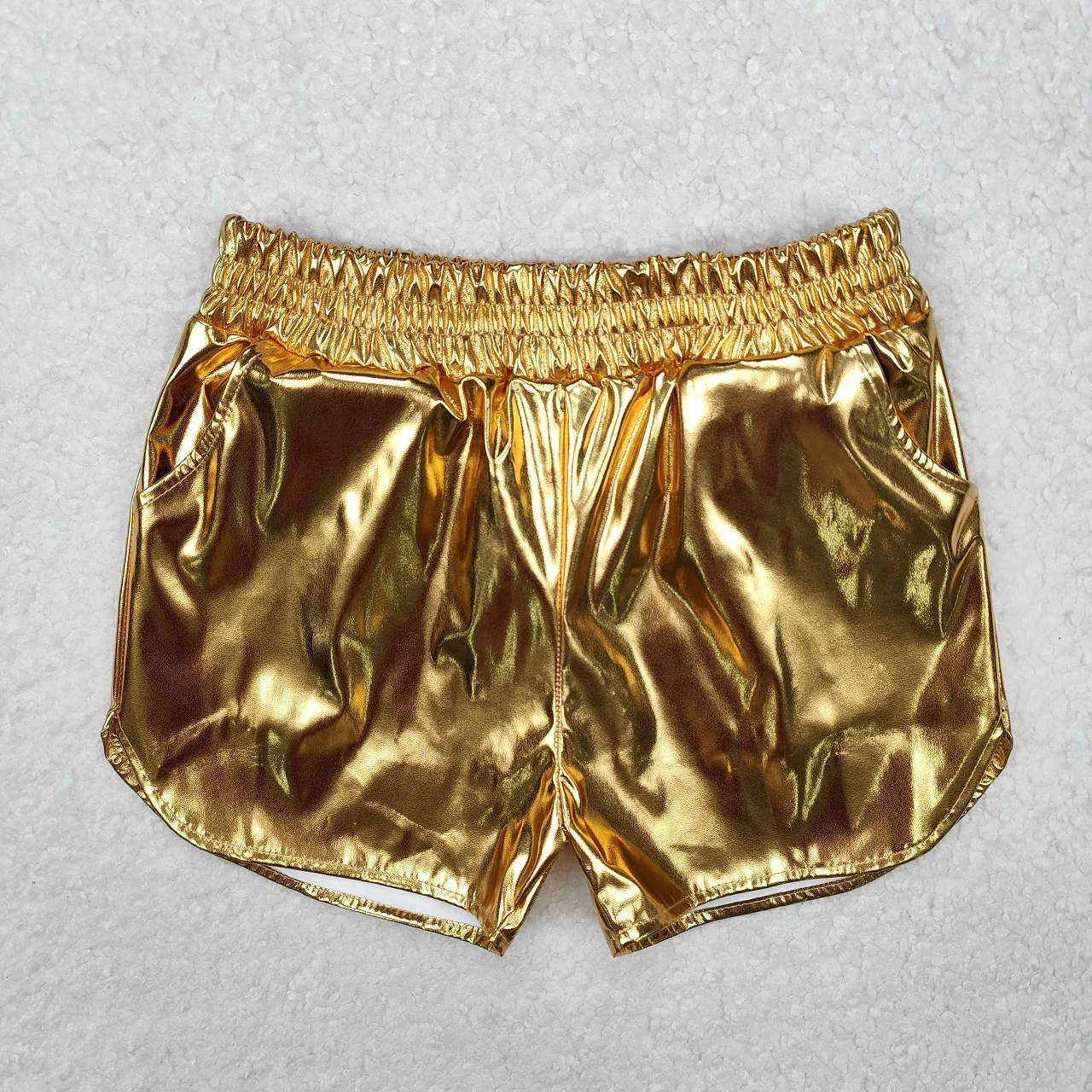 Wholesale Baby Girl Kids Leather Shorts Pockets Elastic Waist Bottom Children Toddler Boutique One-piece Clothing
