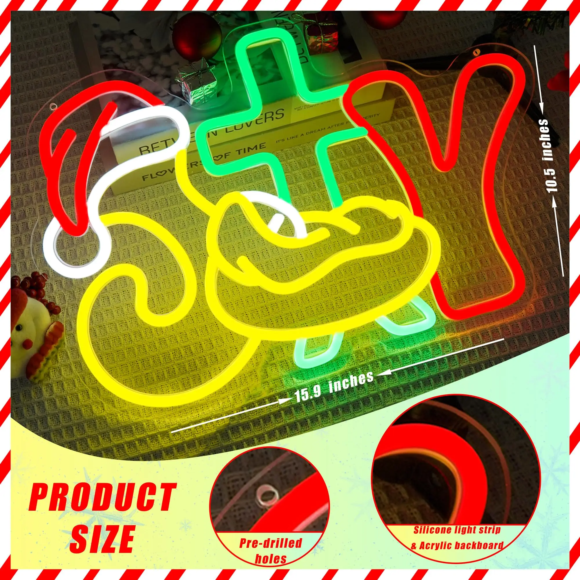 JOY – panneau néon pour scène de nativité, panneau lumineux à intensité variable, décoration murale pour joyeux noël, Art religieux, vacances, fenêtre de maison