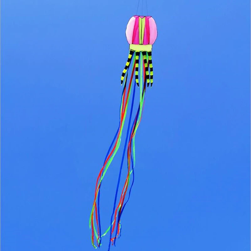 free shipping 8m jellyfish kites flying octopus kevlar paragliding jeux exterieur enfant toy sports linha de pipa outdoor games