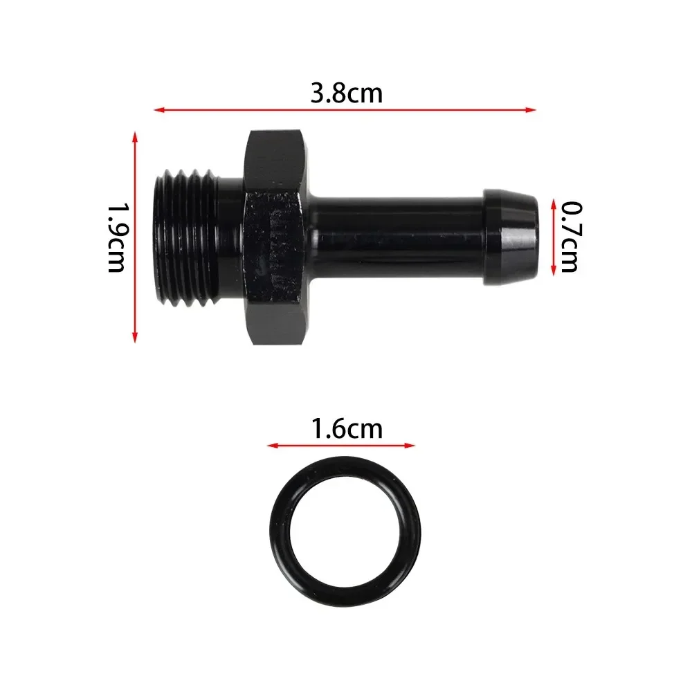 AN6 Fuel Line Adapter Male to 5/16 Hose Barb Fitting 6AN O-ring Seal Boss Connector ORB Washer Black Anodized TF-1096 5/16''