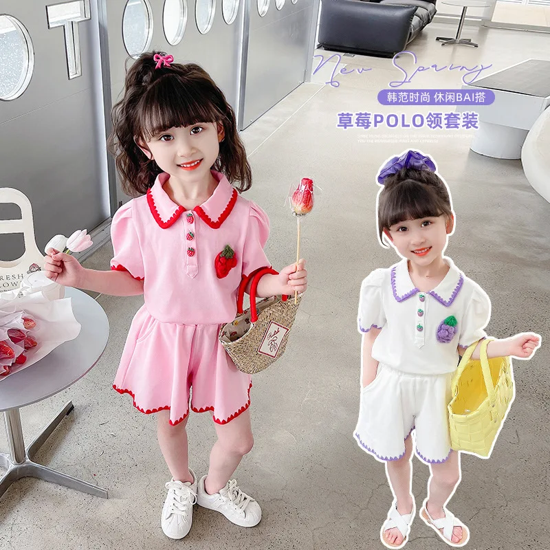 

Josaywin Summer Kids Clothes Girls Children Suit Girls 2 Pieces Sets Polo T-shirt + Shorts Suit Casual Sports Clothes Girls