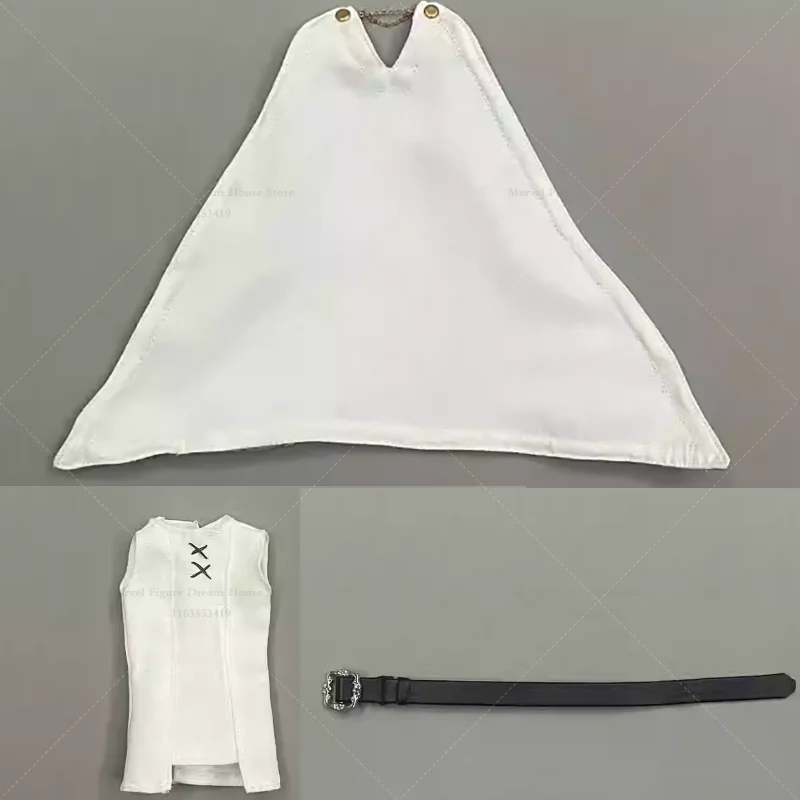 

1/12 Scale The Strongest Villain Doom White Hooded Cloak Vest Black Belt Male Clothes Fit For ml 6-inch Action Figure Soldier