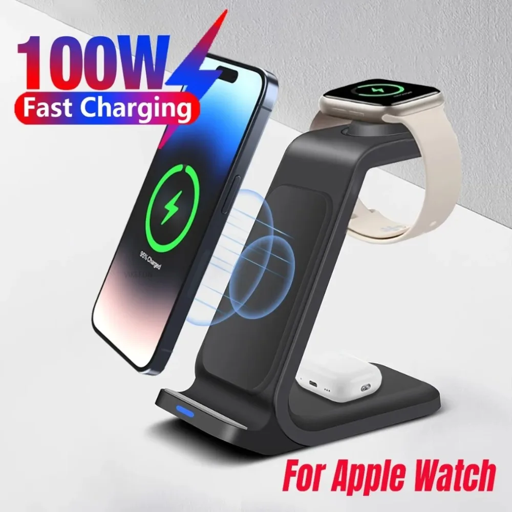 100W Quick Wireless Charger Phone Charging Station For iPhone 16/16 Pro/16 Pro Max 16-12 & Apple Wat