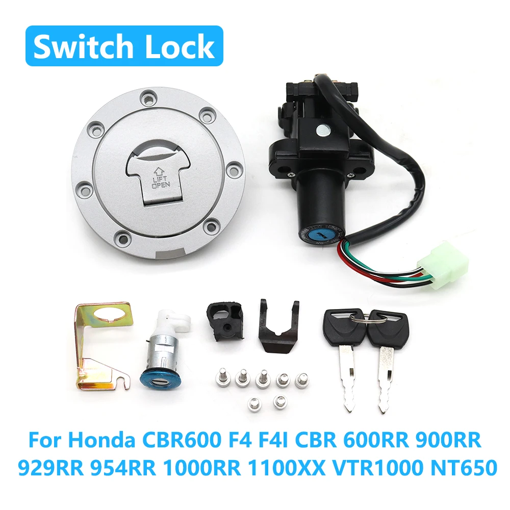 

Ignition Switch Fuel Gas Cap Cover Seat Lock Set For Honda CBR600 F4 F4I CBR 600RR 900RR 929RR 954RR 1000RR 1100XX VTR1000 NT650