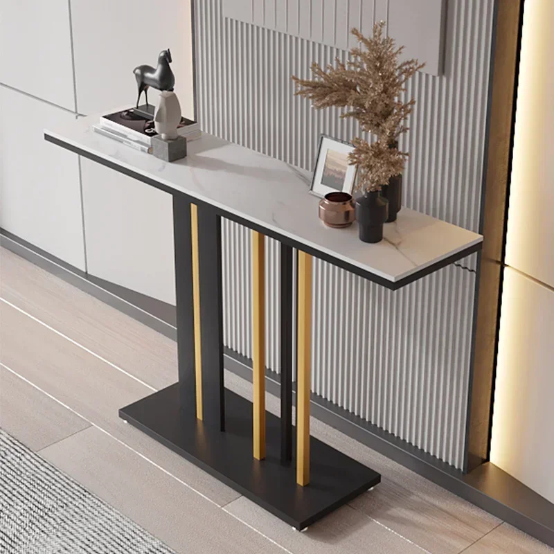 

Italian Porch Table Marble Rock Slab Cabinet Light Luxury Door Table Long Wall Table Home Furniture Hotel Corridor Decoration