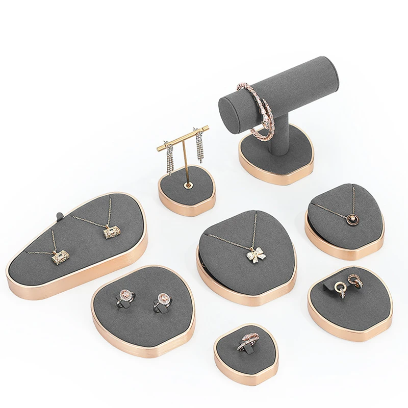 

Jewelry tray, grey super-fine fiber jewelry rack, earrings, necklaces, rings, light luxury accessories display props